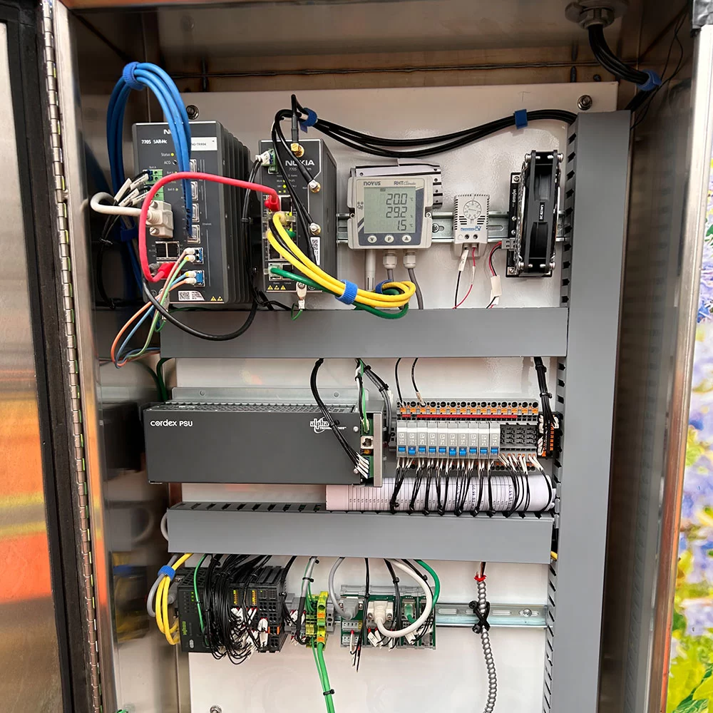 Integrated electrical control panel with communications and power components in Alberta